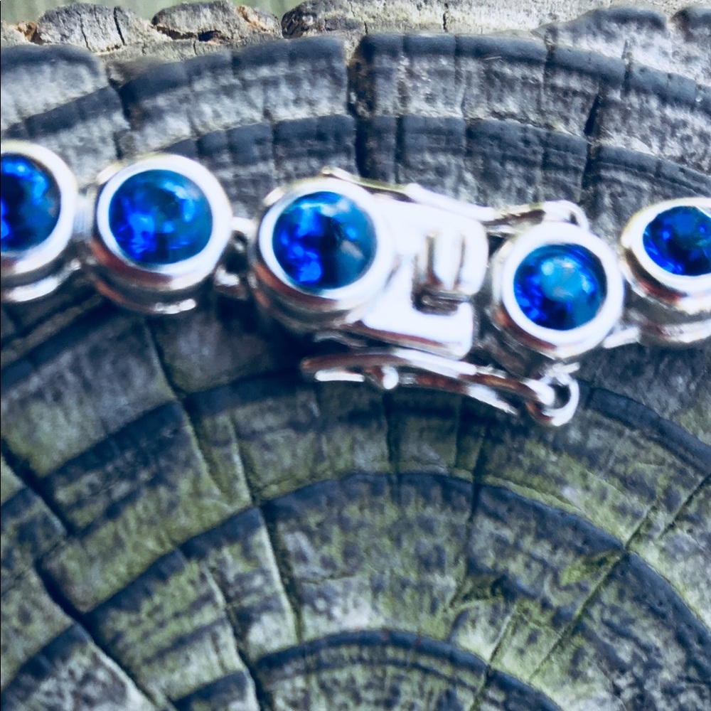 Blue Rhinestone Tennis Bracelet - Picture 4 of 8